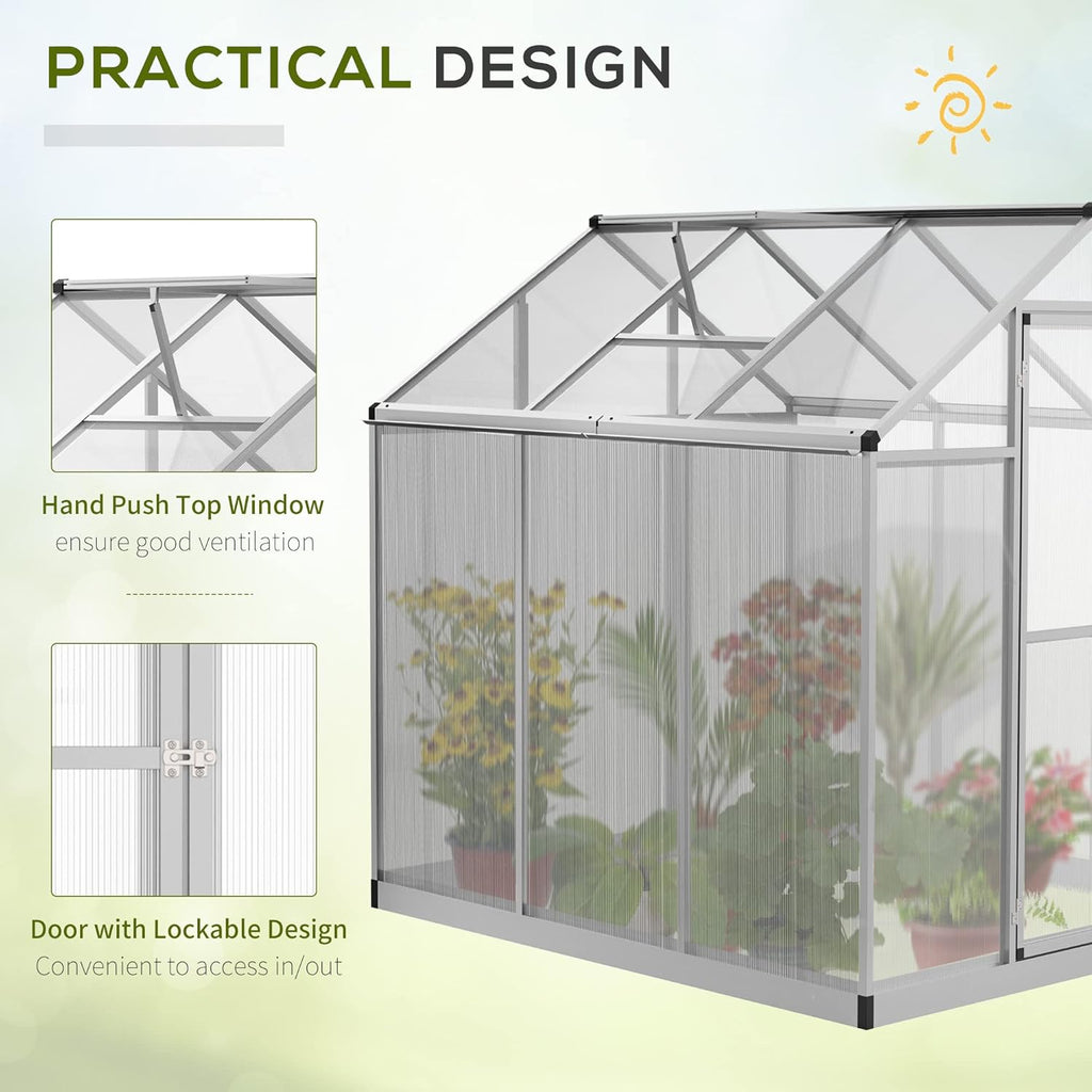 Walk-in Polycarbonate Greenhouse with Roof Vent V28237