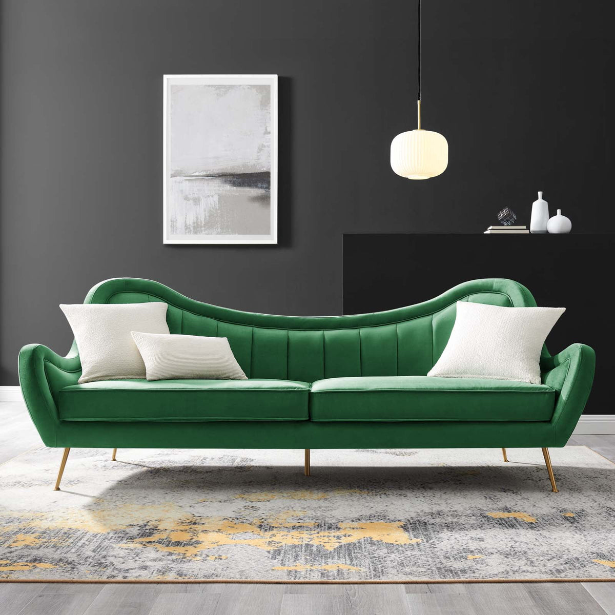 Emerald Channel Tufted Performance Velvet Sofa H24817