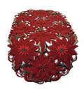 Christmas Table Runner with Red Cutwork Poinsettias, 34 x 15 inches U407319