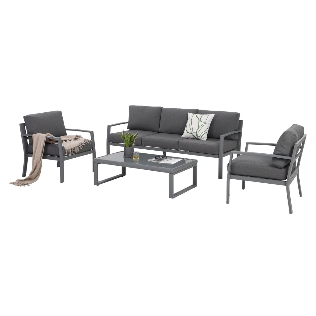 4 Piece Metal Patio Furniture Set with Cushions U18797