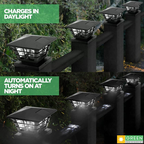 12 Pack Solar Powered Post Cap Light with 4x4 Base Adapter U4878