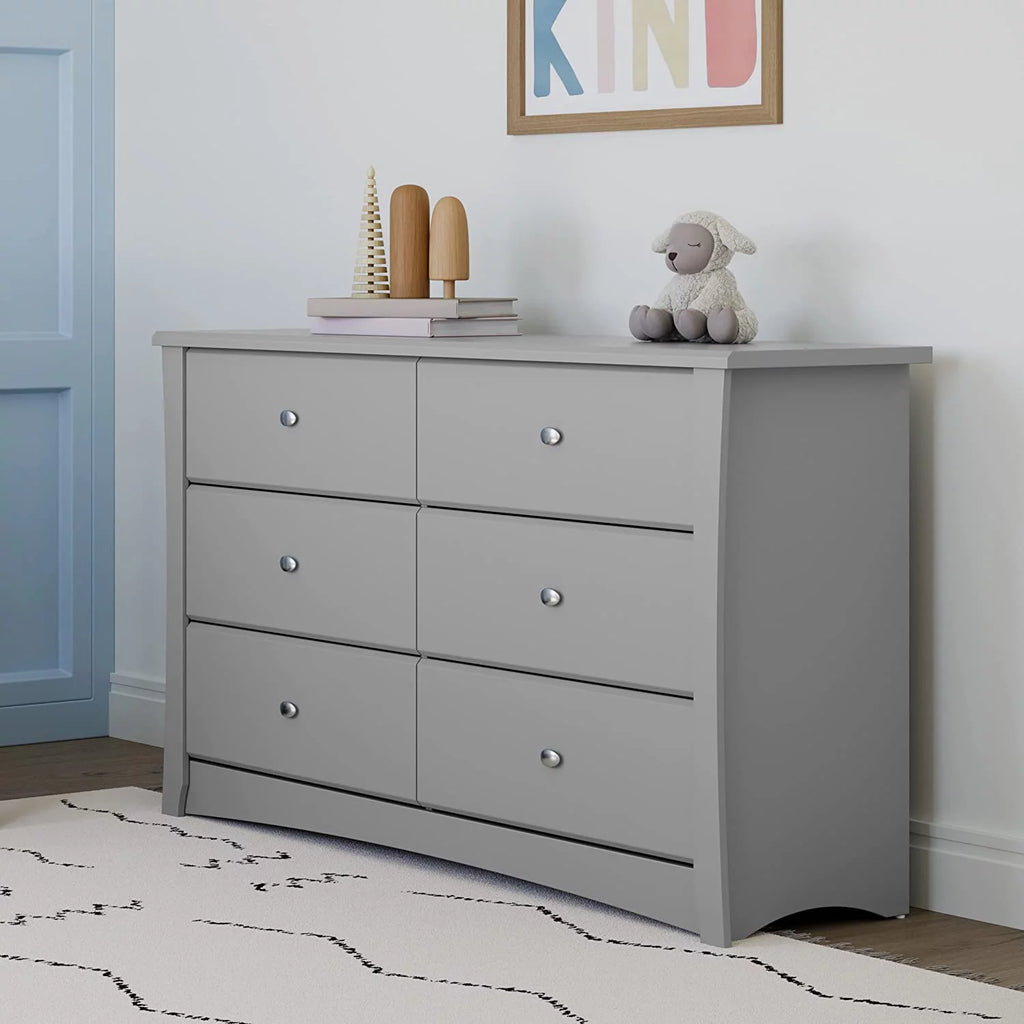White 6 Drawer Double Dresser Y2084