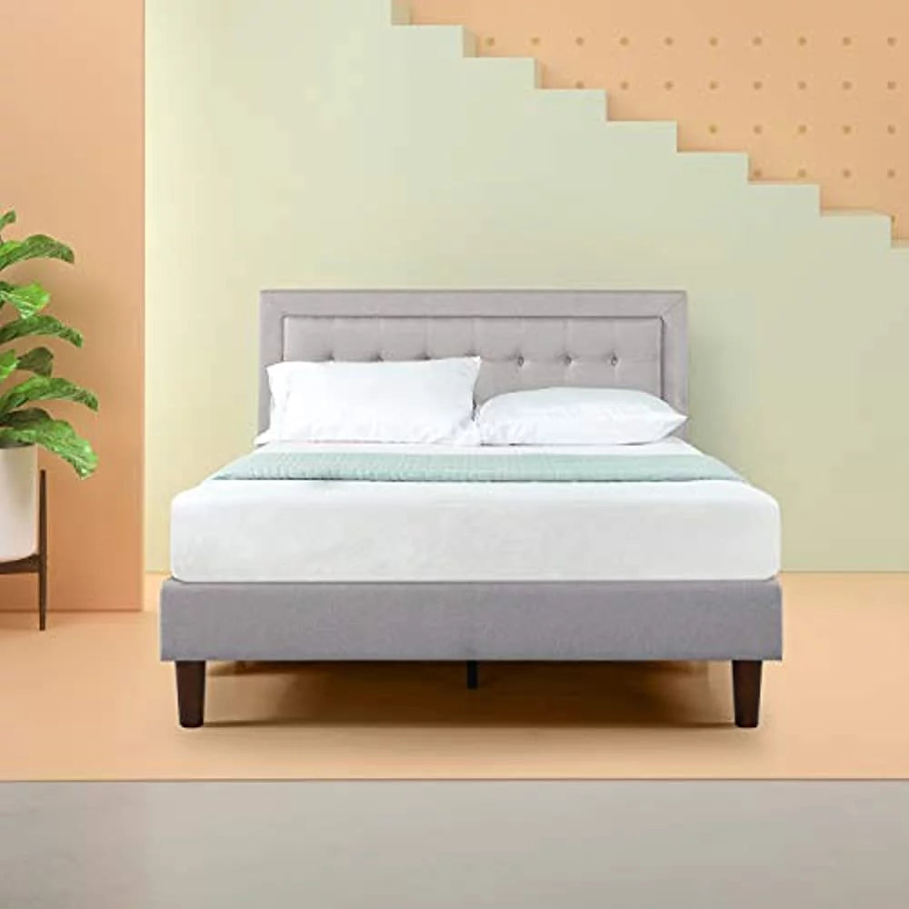 Queen Upholstered Platform Bed Frame with Wood Slat Support N803519