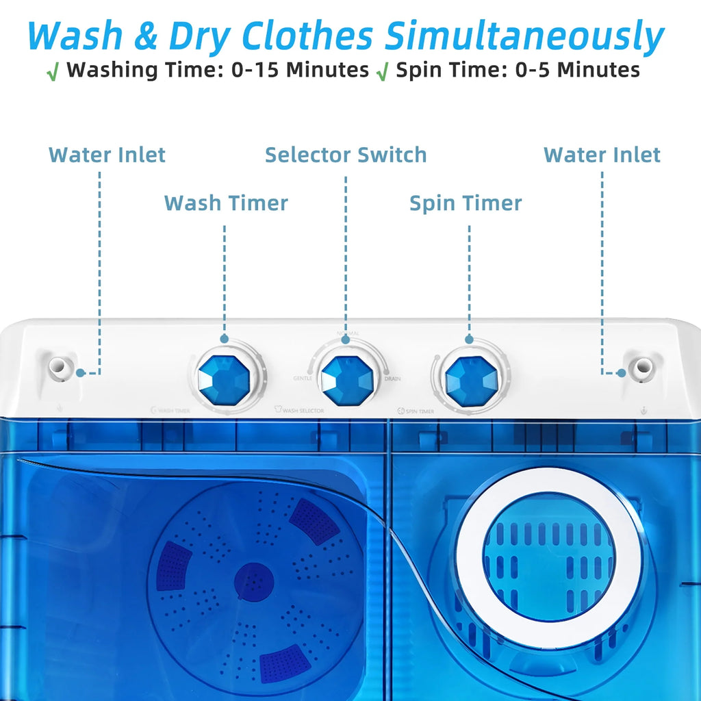 26lbs Portable Semi-automatic Twin Tub Washing Machine H678