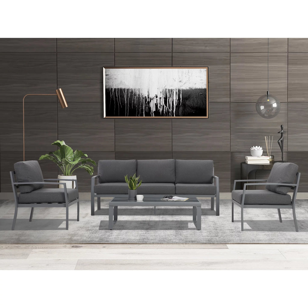 4 Piece Metal Patio Furniture Set with Cushions U18797