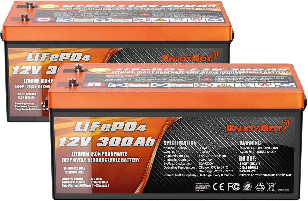 LiFePO4 12V 300Ah Lithium Iron Phosphate Battery with 200A BMS V874