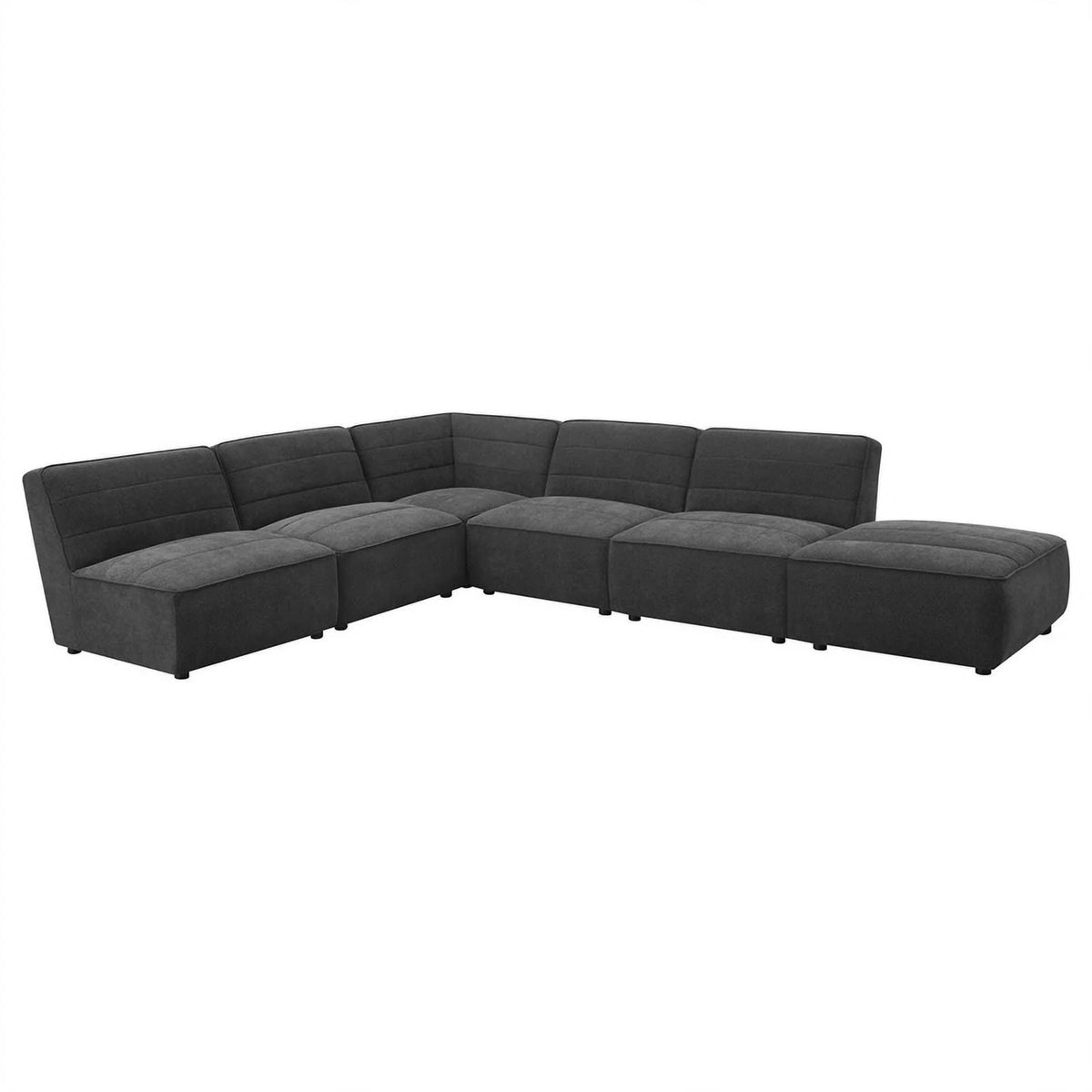 Dark Charcoal Upholstered Square Fabric Ottoman O447