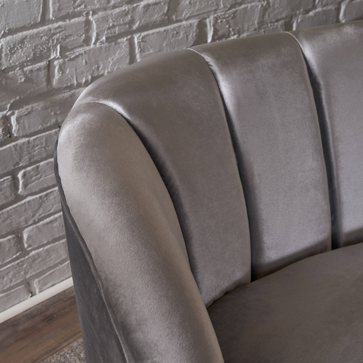 Seafoam Blue Velvet Settee I36018