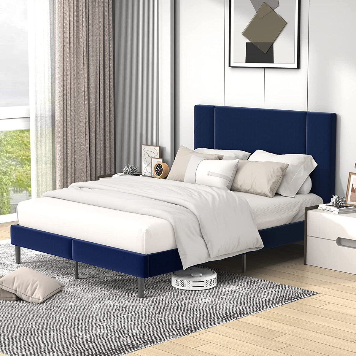 Queen Velvet Upholstered Bed Frame R349447