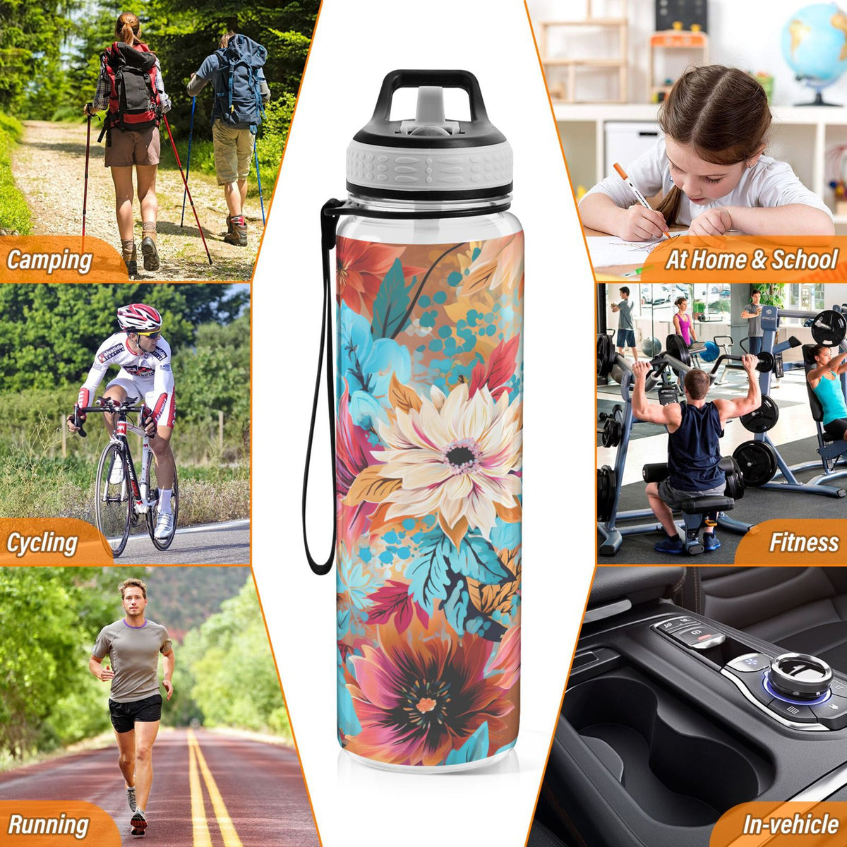 Blue and Pink 32oz Tritan Leakproof Water Bottle with Straw Z414