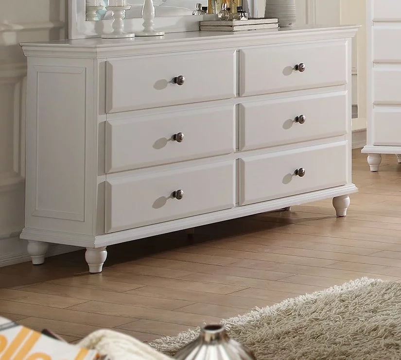 White 4 Piece Queen Size Bedroom Set Nightstand Dresser And Mirror Plywood V3013