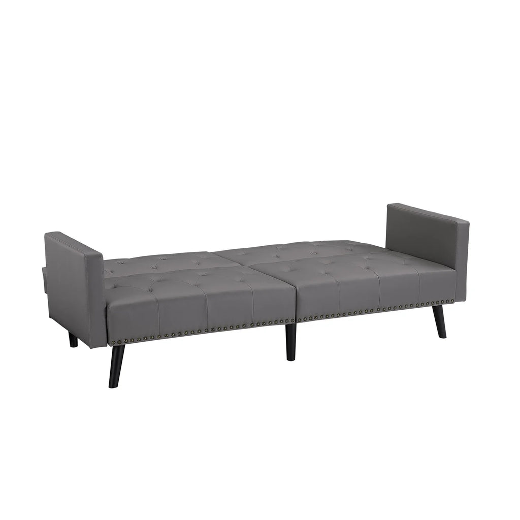 Espresso Faux Leather Tufted Convertible Sofa Bed O3672