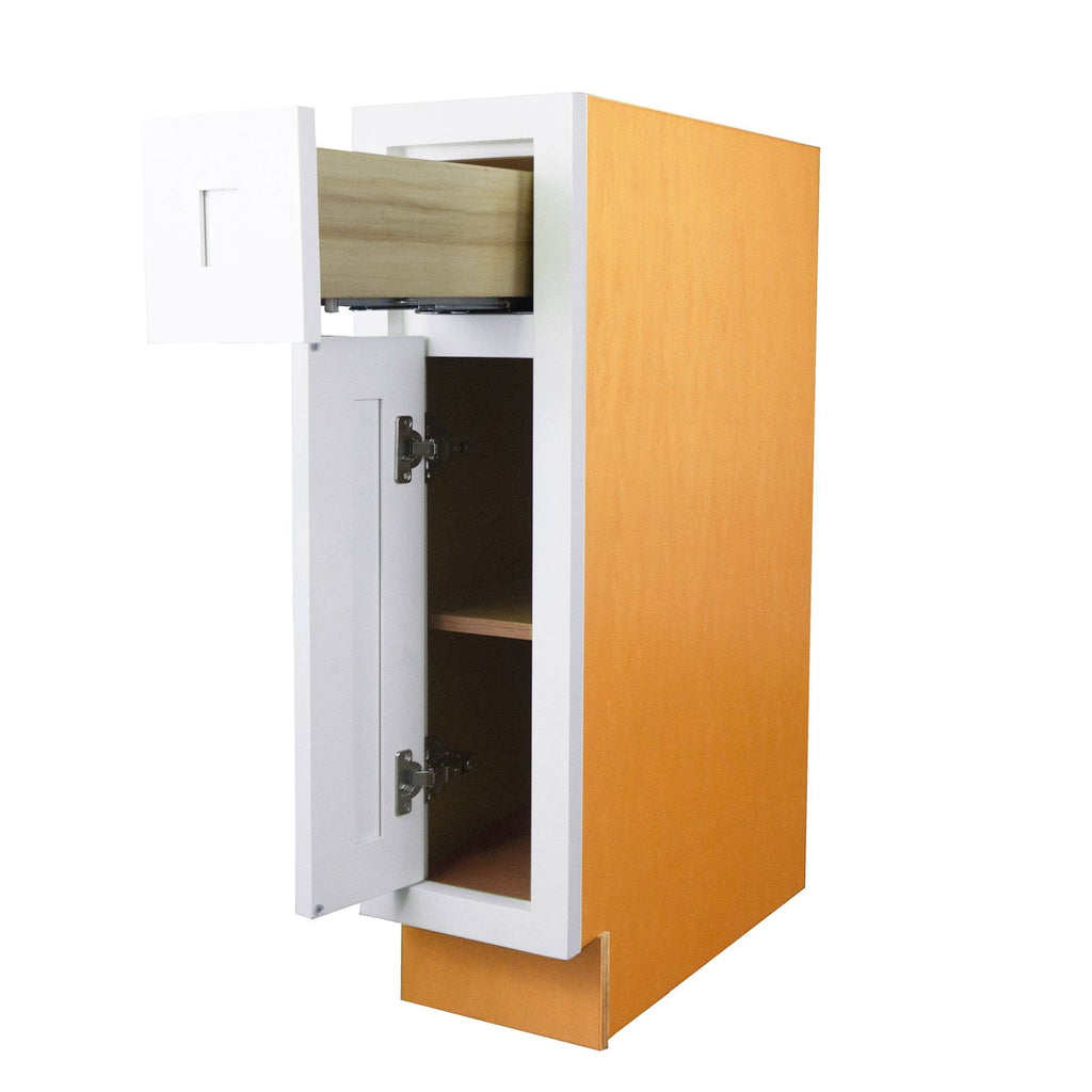 18 inch Wide Kitchen Base Cabinet Snow White Inset Shaker Single Door Single Drawer V177