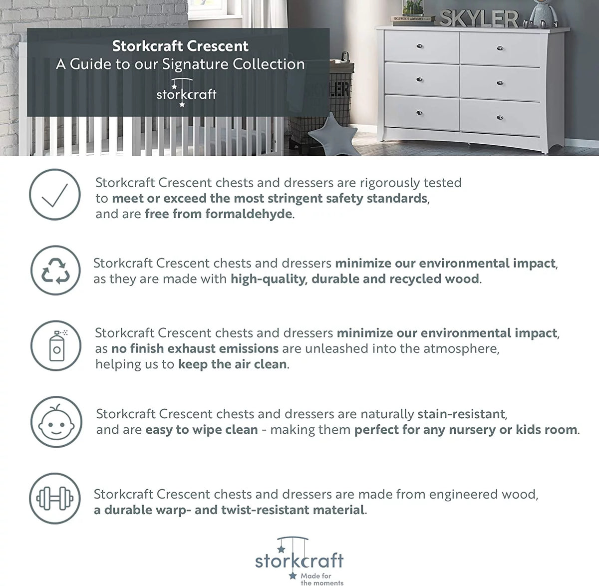 White 6 Drawer Double Dresser Y2084