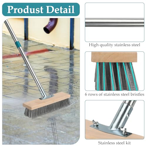 Stainless Steel Long Handle Deck Scrub Brush D656384