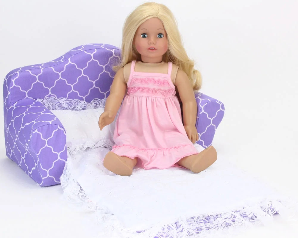 Plush Pull Out Couch/Double Bed for 18" Dolls P8381