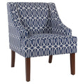 Cream and Blue Geometric Accent Armchair A583