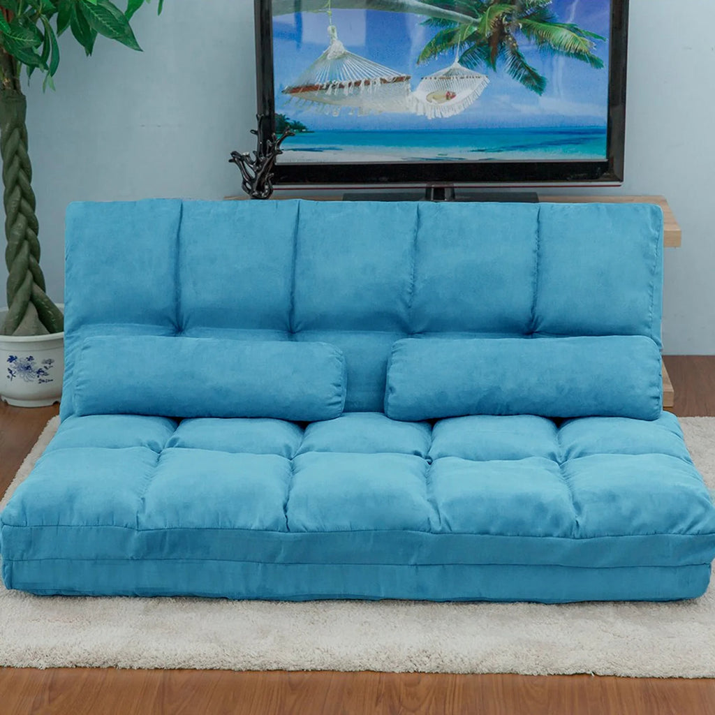 Blue Double Chaise Lounge Sofa with Two Pillows E2995