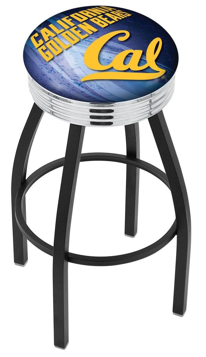 Black Wrinkle Cal Swivel Bar Stool with Chrome Ribbed M55609