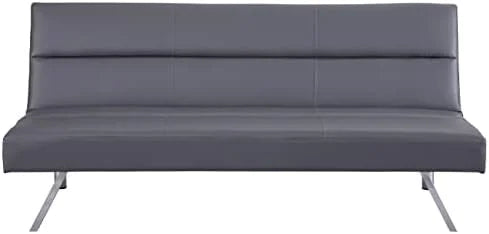 Faux Leather Convertible Futon Sofa Bed with Chrome Legs R98094