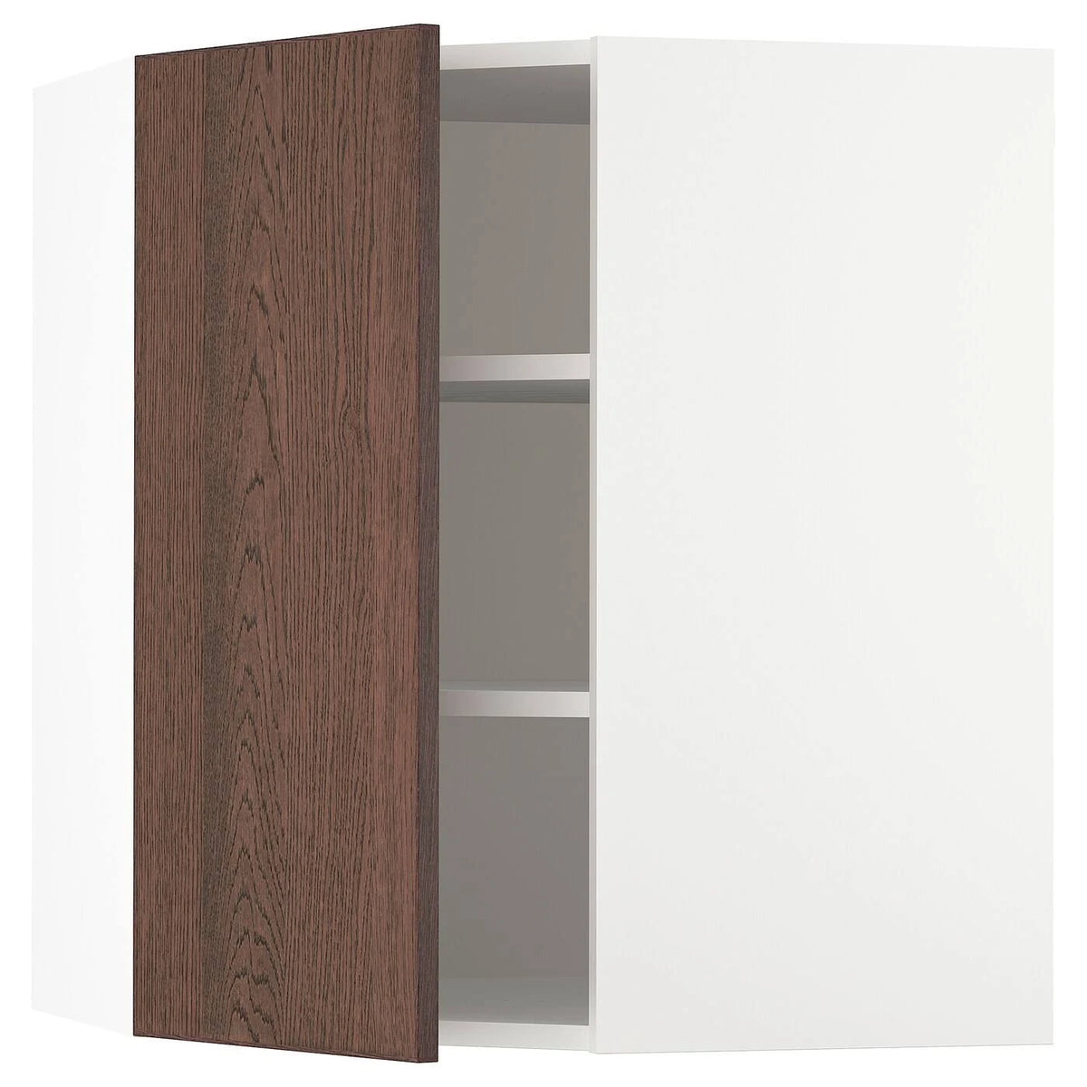 Corner Wall Cabinet with Shelves, white/Sinarp Brown, 26x15x30 W565592