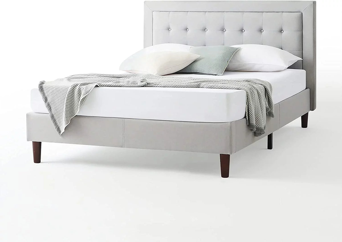 Queen Upholstered Platform Bed Frame with Wood Slat Support N803519